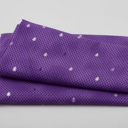 Star Sprinkle - Small Christmas Trees Lilac Silver 2 Yard Cut