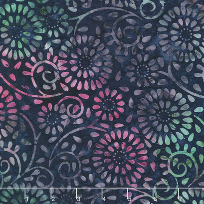 Bonfire Batiks - Floral Night Sky Yardage