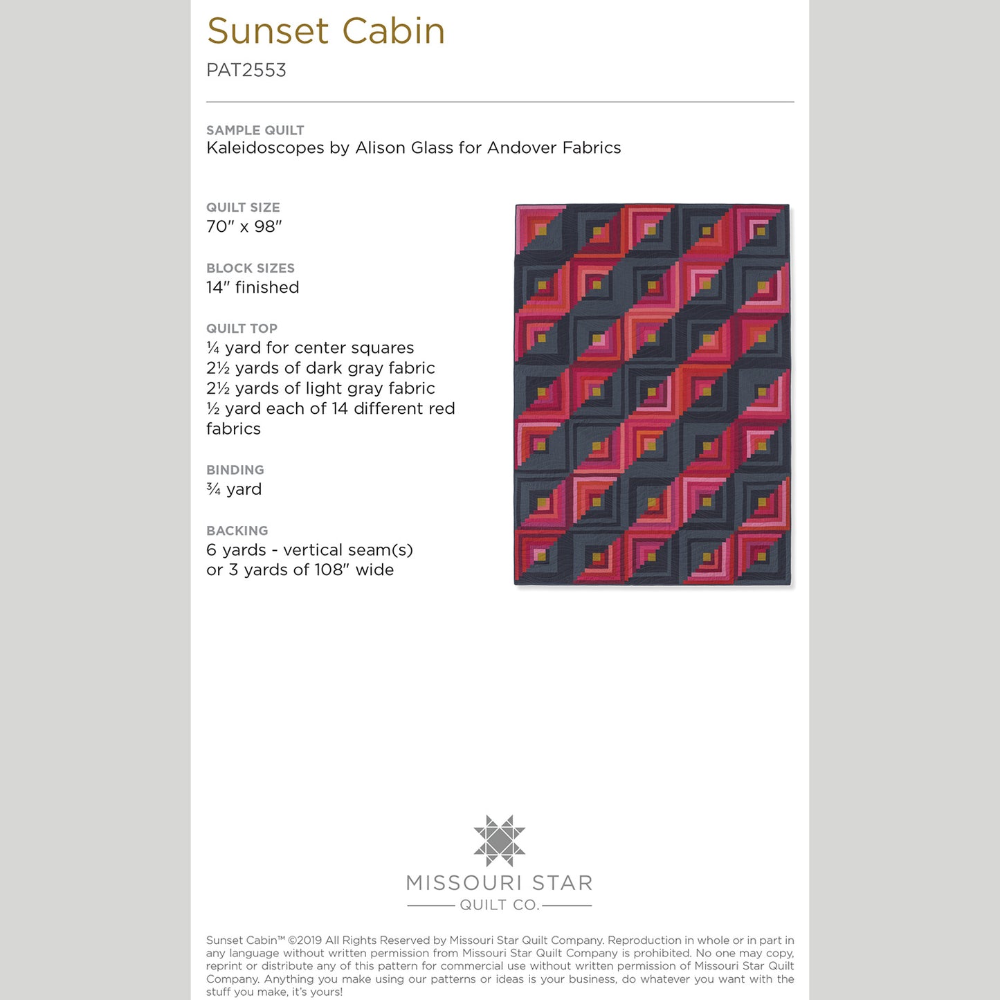 Digital Download - Sunset Cabin Quilt Pattern by Missouri Star Alternative View #1