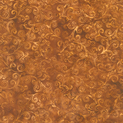 Kings Castle Batiks - Swirl Brown Sienna Yardage