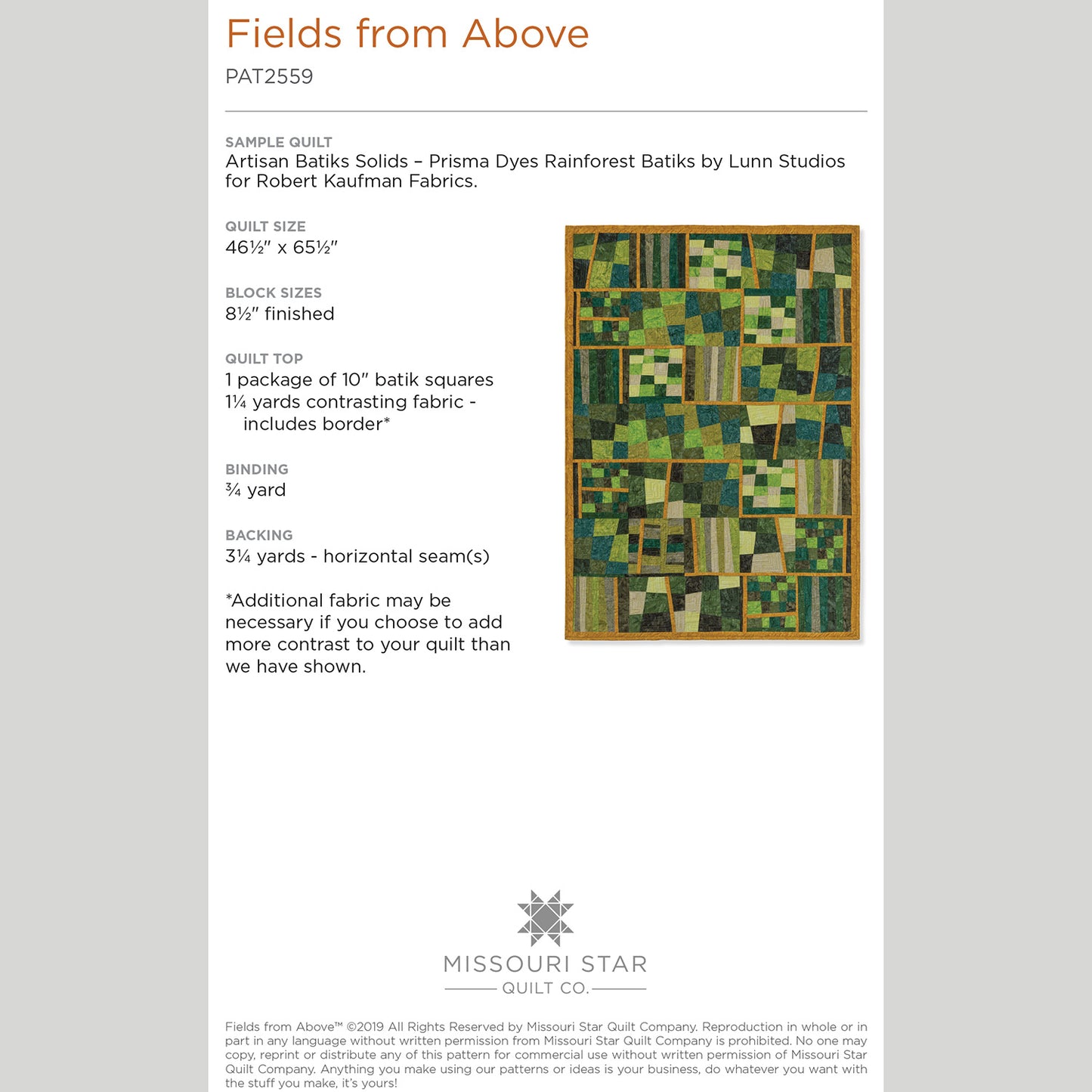 Digital Download - Fields from Above Quilt Pattern by Missouri Star Alternative View #1