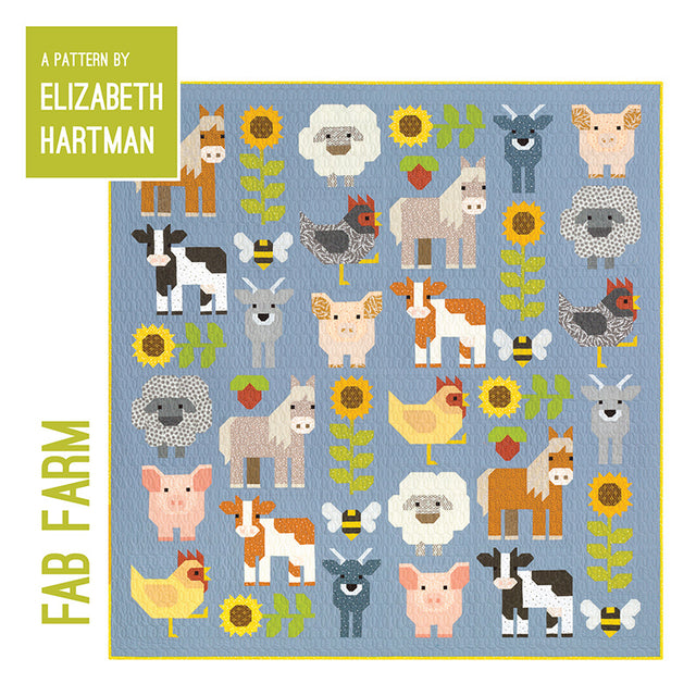 Livre De Patron Fab Farm Sampler Quilt Avec 8 Blocs Kits Animaux Et Tournesol