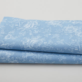 Fleur de Fleur - Tone on Tone Large Floral Smoky Blue 108" Wide 3 Yard Cut