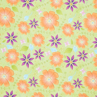 Blooming Multi Large Floral - Green Pistachio Yardage