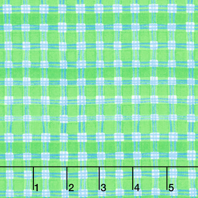 Whimsy Daisical II - Plaid Green Yardage
