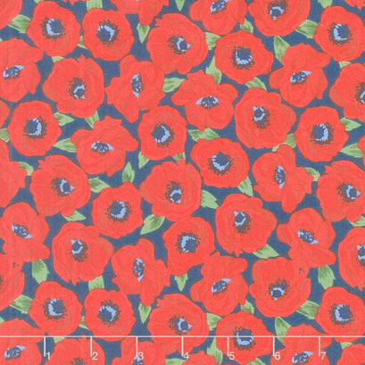 Sabrina - Anemones Indigo Yardage