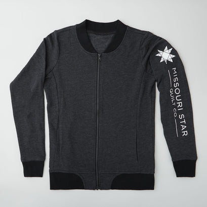 Missouri Star Ladies French Terry Bomber Jacket - Heather Black - XL