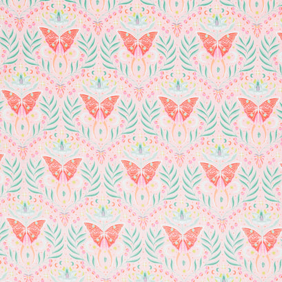 Moonlit Garden - Moonlit Moth Damask Posy Yardage
