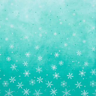 Ombre Flurries Metallic - Snowflakes Teal Yardage
