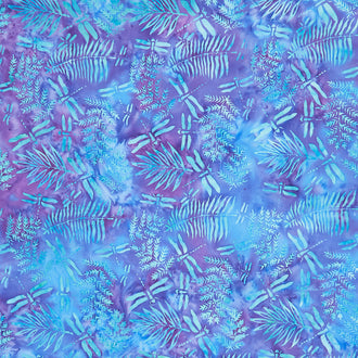 Morning Glory Batiks - Dragonfly Ferns Purple Lotus Yardage