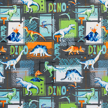 Cuddle® Prints - T-Rex Graphite Digitally Printed Minky Yardage Primary Image