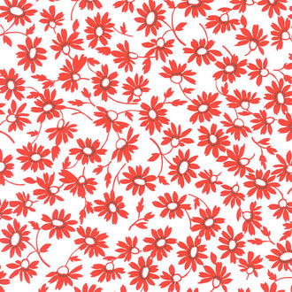 Back Porch - Blooming White Red Yardage