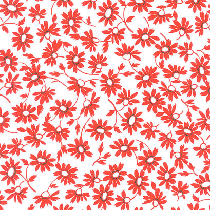 Back Porch - Blooming White Red Yardage