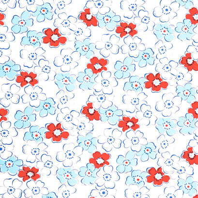 Back Porch - Friendship Flowers Bright White Yardage