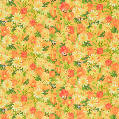 Wild Blossoms - Daisies and Poppies Honeycomb Yardage