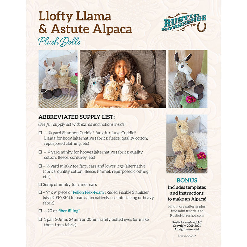 Llofty Llama and Astute Alpaca Plush Doll Pattern Alternative View #1