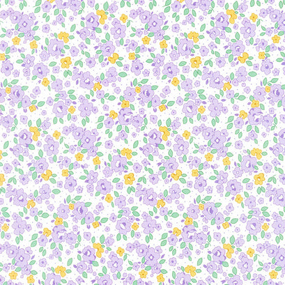 Basket of Blooms - Flower Patch Lavender Yardage