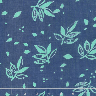 Bazaar Rayon Batiks - Leaves Midnight Yardage