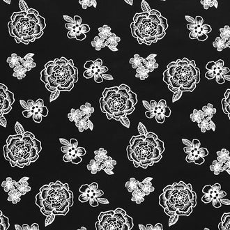 Night & Day - Medium Floral Black Yardage