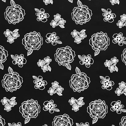 Night & Day - Medium Floral Black Yardage
