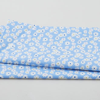 Nana Mae 6 - White Flowers Blue 2 Yard Cut