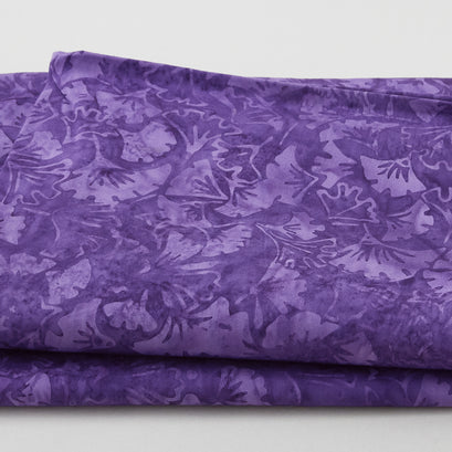 Wildflower Batiks - Ginkgo Leaves-Purple Blurple 2 Yard Cut
