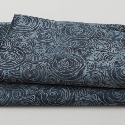 Autumn Grey Baliscapes Batiks - Circular Rose Charcoal 5 Yard Cut