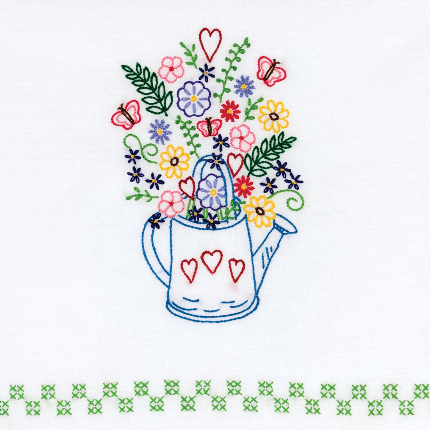 Watering Can Embroidery Hand Towel Set Alternative View #1