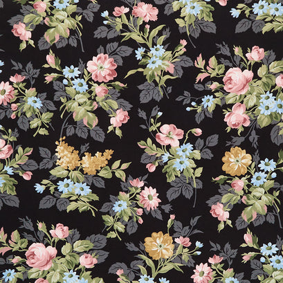 Midnight Garden - Floral Bouquet Charcoal Yardage