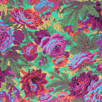 Kaffe Fassett Collective - February 2023 - Darker ColorwayFloral Burst Green Yardage