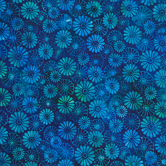 Artisan Batiks - Tranquil Gardens Chrysanthemums Peacock Yardage