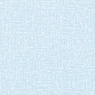 One Snowy Day - Light Blue Christmas Greetings Yardage