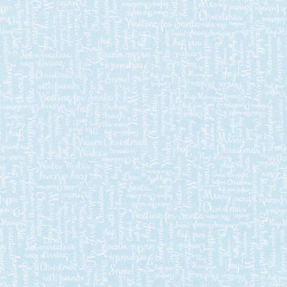 One Snowy Day - Light Blue Christmas Greetings Yardage