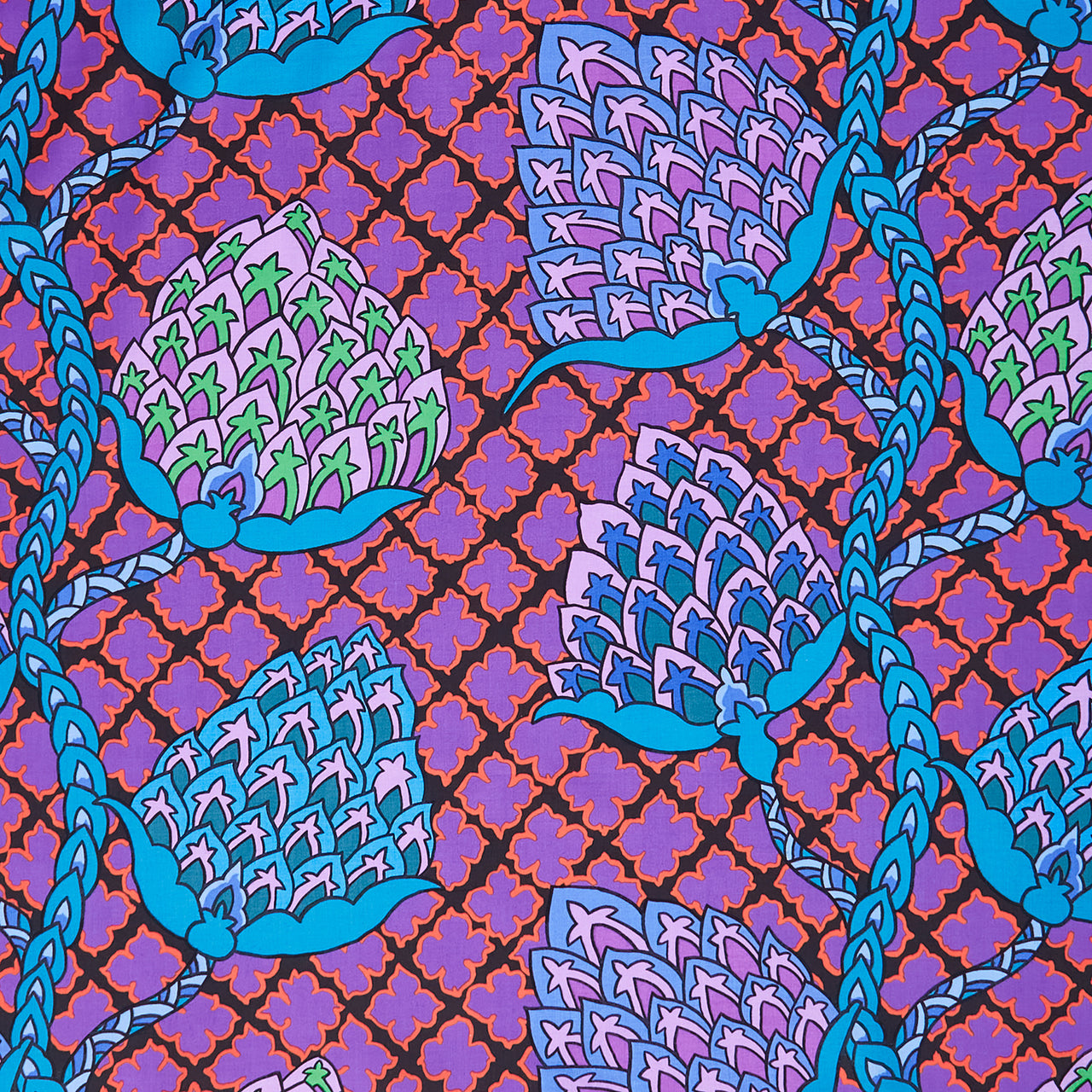 Kaffe Fassett Collective - February 2024 - Dark ColorwayPaisley Flower - Blue Yardage Primary Image