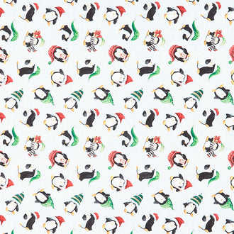 Feeling Frosty - Tossed Penguins Light Blue Yardage