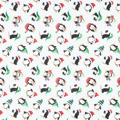 Feeling Frosty - Tossed Penguins Light Blue Yardage