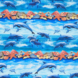 Jewels of the Sea (Michael Miller) - Ocean Stripe Aquamarine Yardage Primary Image