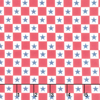 Welcome Home Check Star - Multi Red, Blue, White Yardage