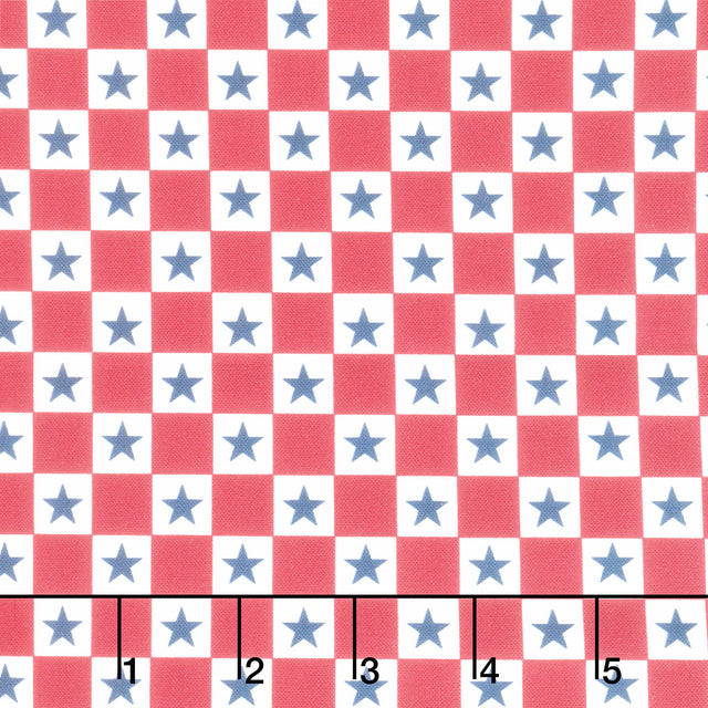 Welcome Home Check Star - Multi Red, Blue, White Yardage Primary Image