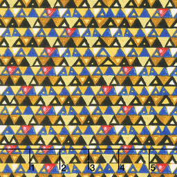 Gustav Klimt - Triangles Cobalt Metallic Yardage Primary Image