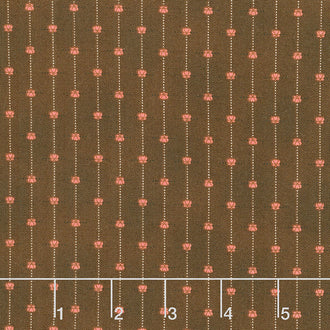 Chocolate Covered Cherries - Striped Heart Blossoms Cross Hatch Yardage