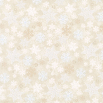 I Love Sn'Gnomies - Snowflake Allover Beige Flannel Yardage