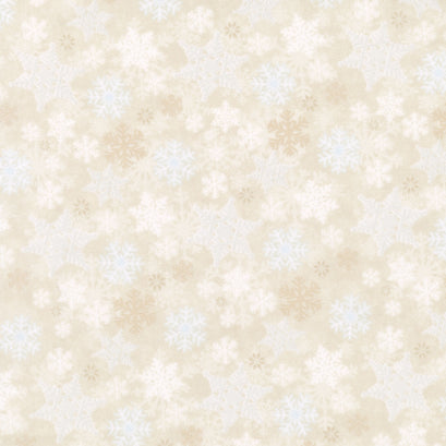 I Love Sn'Gnomies - Snowflake Allover Beige Flannel Yardage