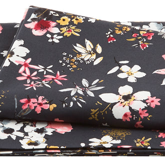 Rosette - Charcoal Floral Metallic 2 Yard Cut