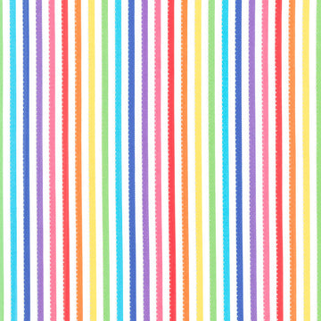 Be Colorful - Stripe White Rainbow Metallic Yardage