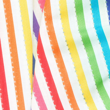 Be Colorful - Stripe White Rainbow Metallic Yardage