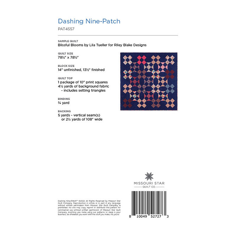 Dashing Nine-Patch Quilt Pattern by Missouri Star Alternative View #1