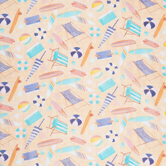 Beach Bound - Beach Items Coral Digitally Printed Yardage