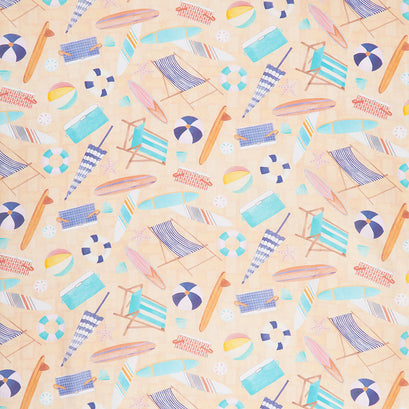 Beach Bound - Beach Items Coral Digitally Printed Yardage