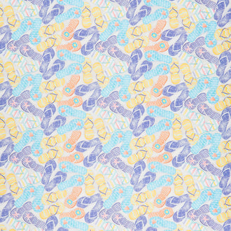 Beach Bound - Flip Flops Light Blue Digitally Printed Yardage